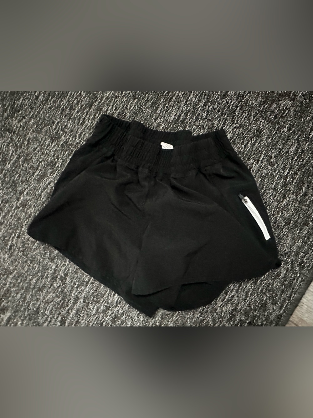 ZYIA Black Athletic Shorts with Elastic Waist and Zip Pocket